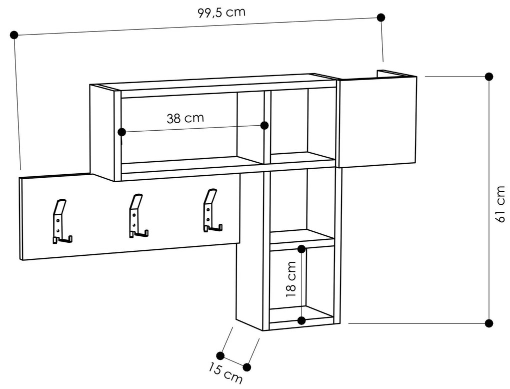 Vešiakový panel Ginny (Biela). Vlastná spoľahlivá doprava až k Vám domov. 1071788