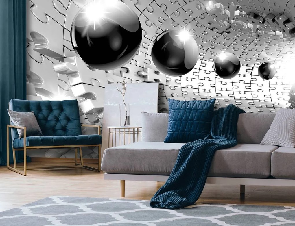 Fototapeta - 3D guľa v šedej farbe (152,5x104 cm)