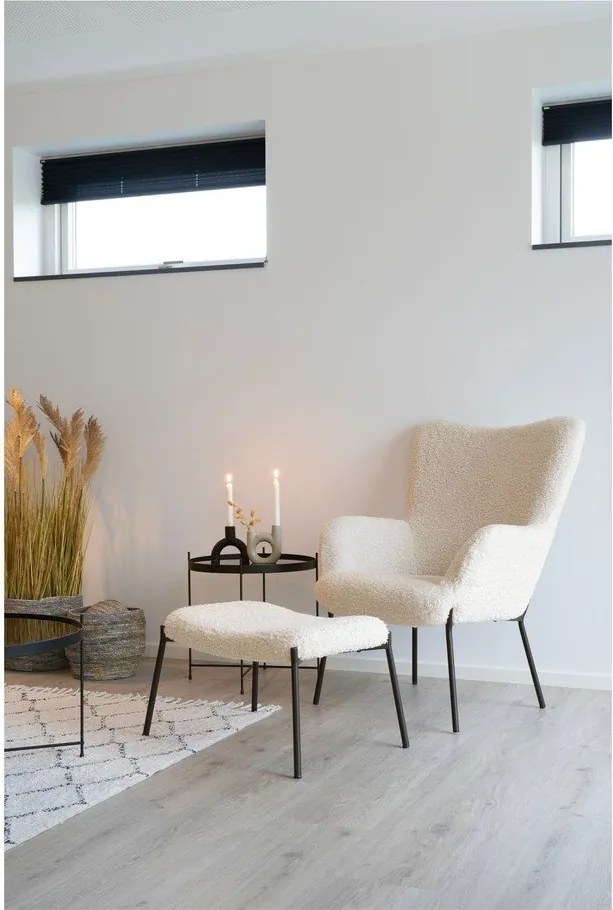 Krémovobiela podnožka z umelej kožušiny Glasgow – House Nordic