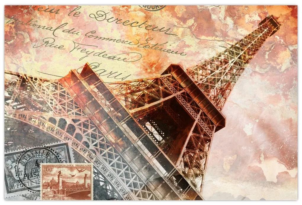 Obraz - Eiffelova veža vo vintage štýle (90x60 cm)