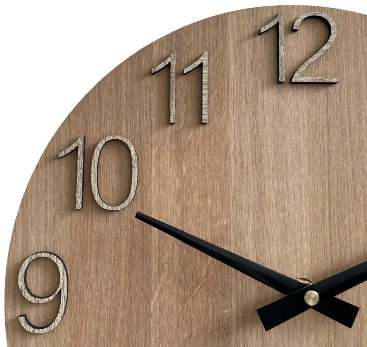 Nástenné hodiny drevené s vyrezávanými číslicami I SENTOP FB-MAS016-OSMO-3041-heads-black