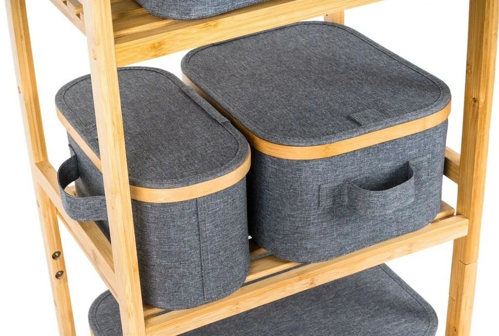 Úložný box G21 30 x 30 x 15 cm, bambusový s vekom, sivý