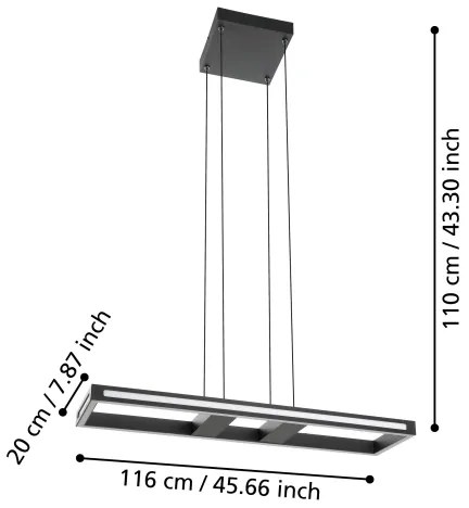 Eglo 99678 - LED Stmievateľný luster na lanku SALVILANAS-Z LED/21W/230V 2700-6500K