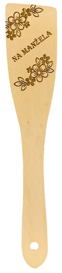 AMADEA Drevená obracačka buk text "na manžela", masívne drevo, dĺžka 30 cm, český výrobok