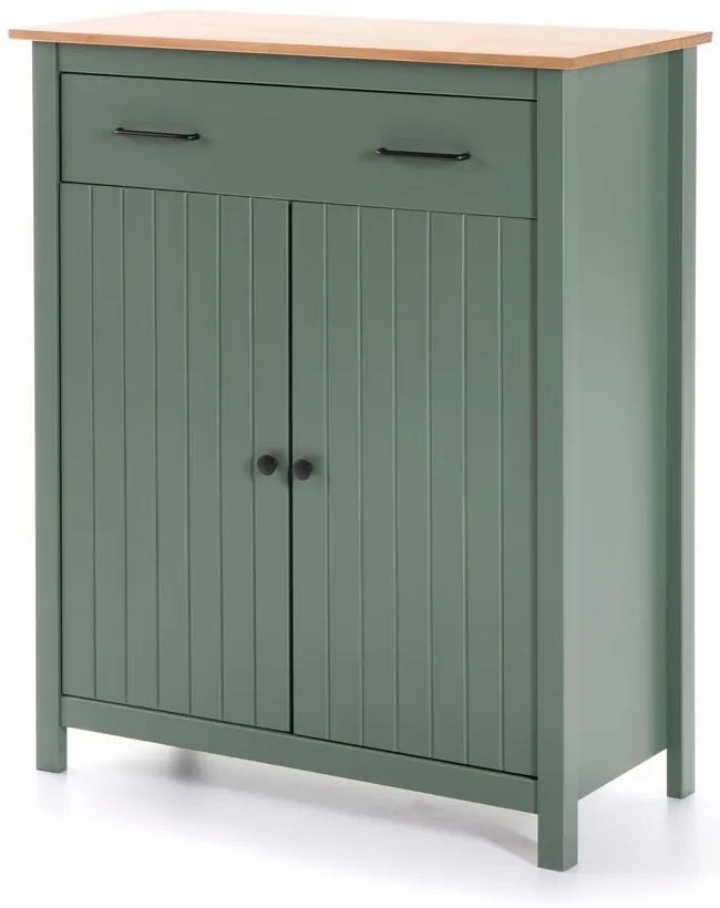 Zelená/v prírodnej farbe vysoká komoda z borovicového dreva 90x110 cm Miranda – Marckeric