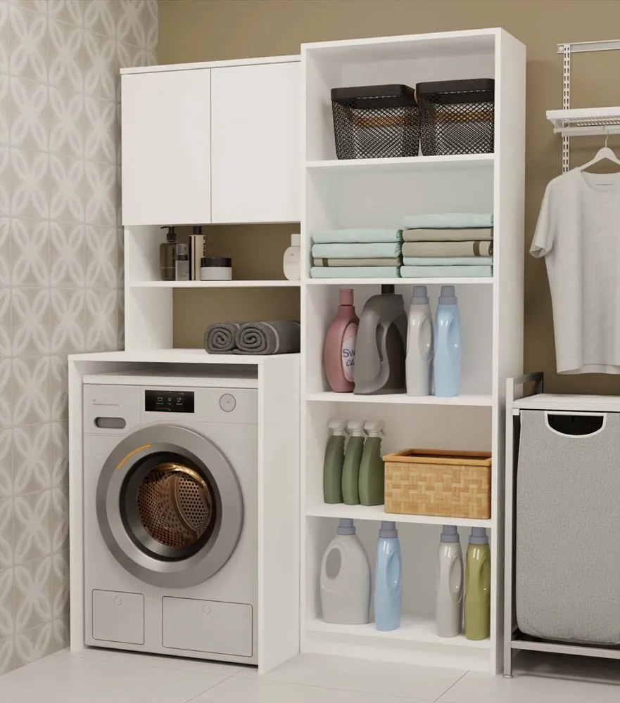 Kúpeľňová skrinka nad práčku POLA MULTI biela