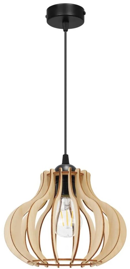 Závesné svietidlo Timber 3, 1x drevené tienidlo, m