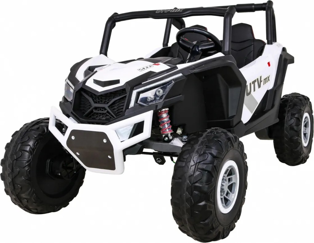 Ramiz Elektrická bugina UTV-MX pre deti biela + pohon 4x4 + diaľkové ovládanie + LED a audio + úložný priestor + EVA + pomalý štart
