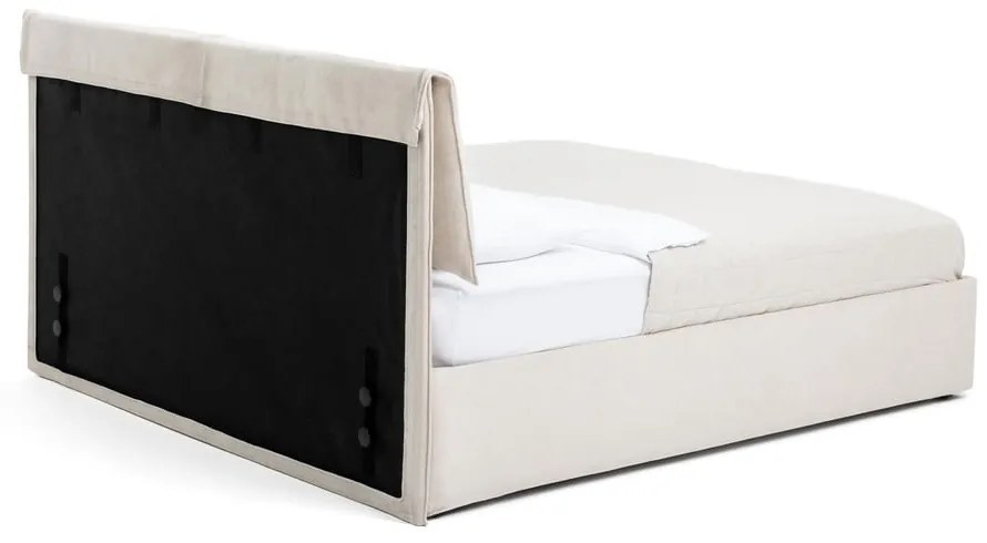 Béžová čalúnená dvojlôžková posteľ s úložným priestorom s roštom 180x200 cm Thessa Pillow – Bonami Selection