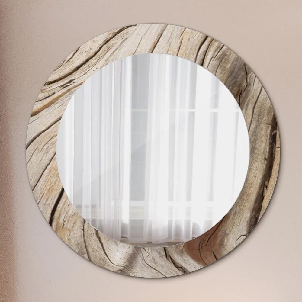 Okrúhle ozdobné zrkadlo Popraskané drevo fi 60 cm