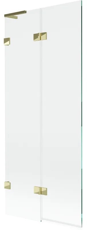 Mexen Lunar L, 2-krídlová vaňová zástena ľavá 80 x 150 cm, číre sklo, zlatá lesklá, 897L-080-100-50-00-L