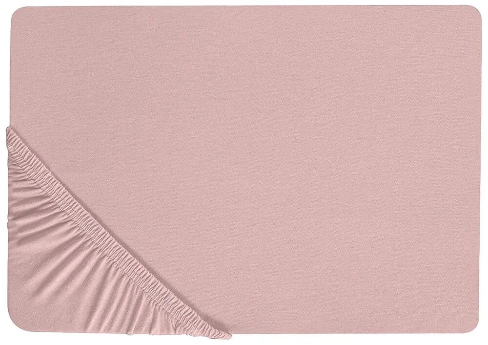 Bavlnená posteľná plachta 90 x 200 cm ružová HOFUF Beliani