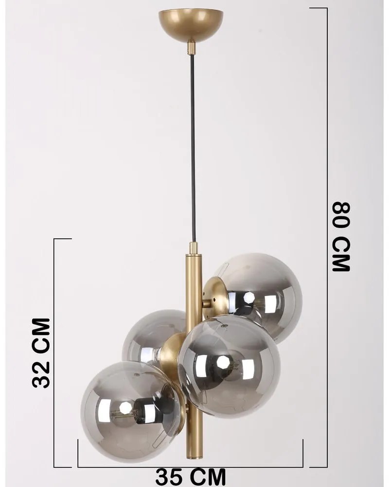 Sivé/v zlatej farbe závesné svietidlo so skleneným tienidlom ø 15 cm Forte – Squid Lighting