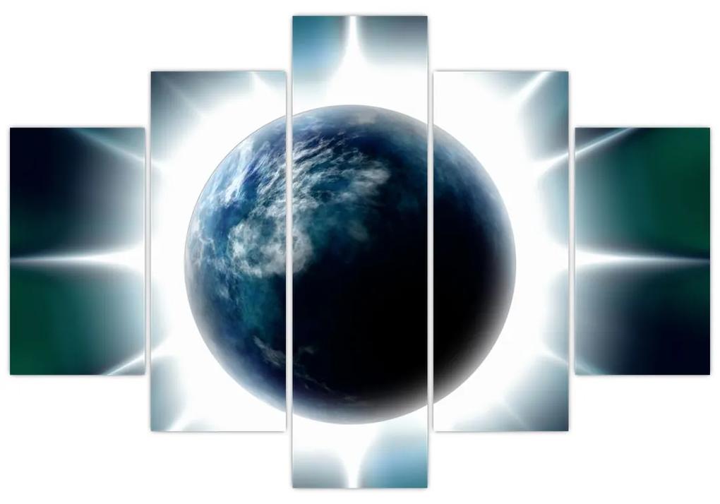 Obraz ožiarenej planéty (150x105 cm)