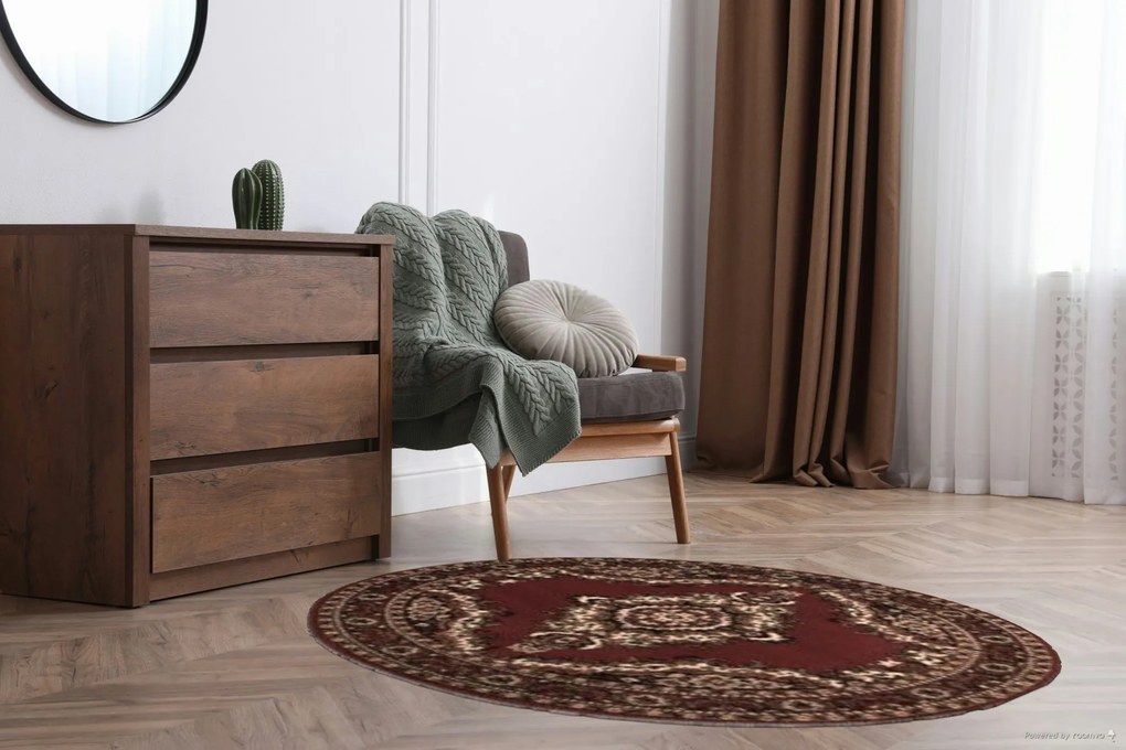 Alfa Carpets, TRHÁK: Kusový koberec TEHERAN T-102 brown kruh, 190x190 (průměr) kruh, hnedá, chodba / predsieň