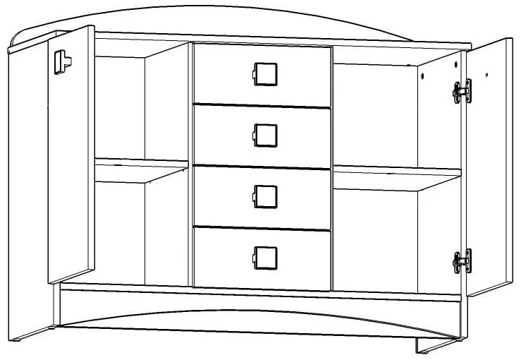 Komoda SCHOOL - TYP B - dub landino/biela