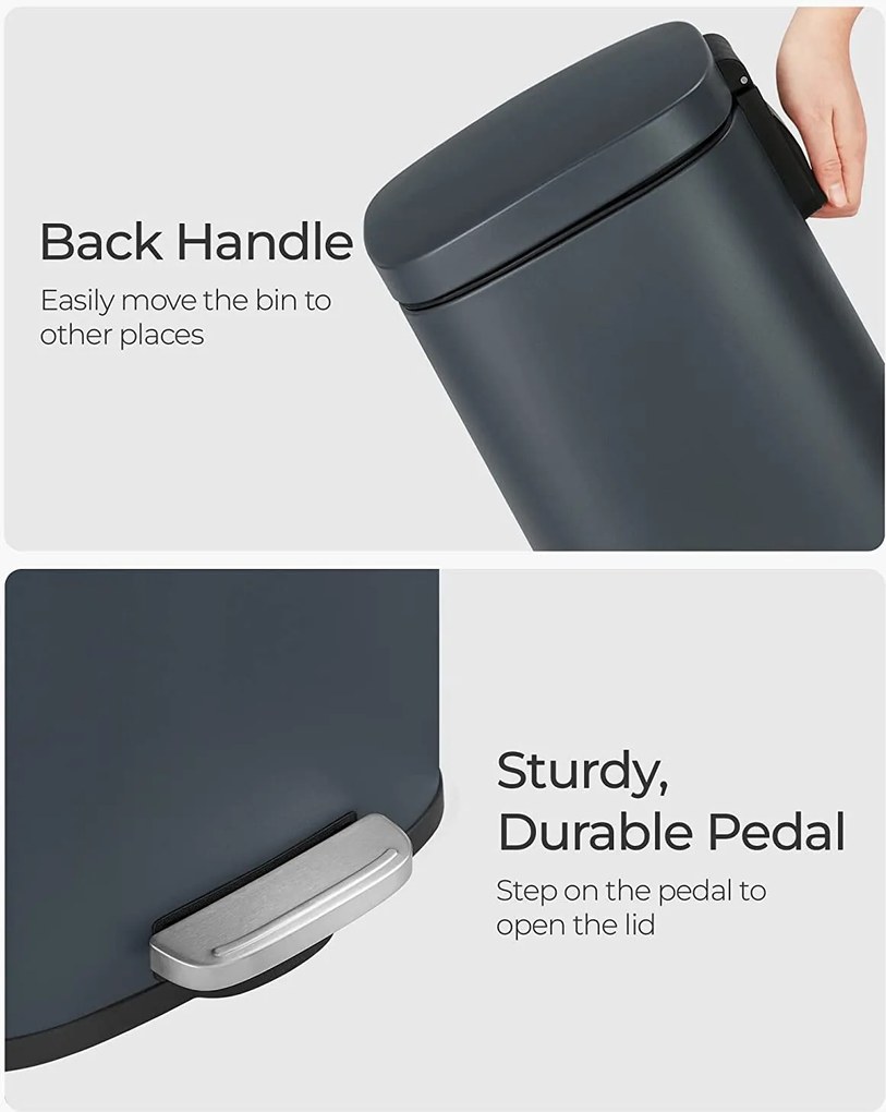 Kuchynský odpadkový kôš, pedálový, 30L, dymovo šedý
