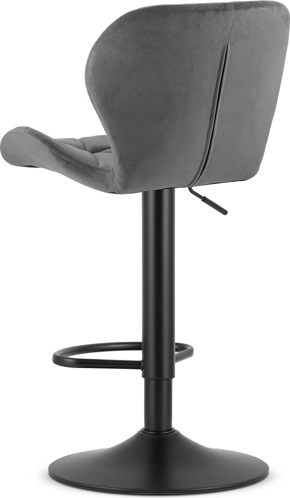 Barová stolička WEST zamatová sivá / čierna podnož