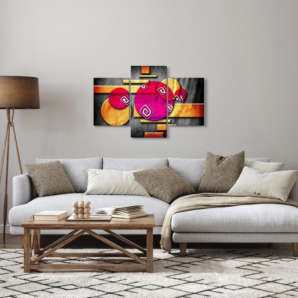 Abstraktný obraz s historickými symbolmi (90x60 cm)