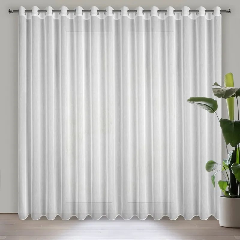 DECOREUM Jednofarebná záclona s jemnou dúhovou štruktúrou 300 cm x 250 cm biela 100 % polyester 64000