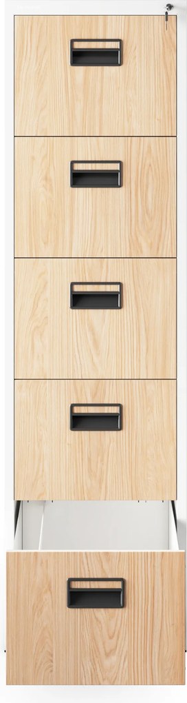 Kovová kartotéková skriňa s 5 zásuvkami, biela/dub Sonoma, 460x1625.5x620 mm: SARA Eco Design