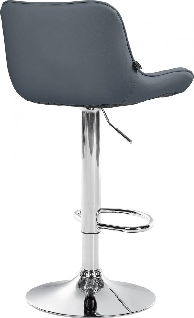 Barová stolička Vonore - koženka, chróm rám - Sivá