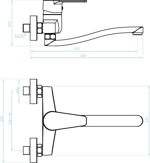 Kuchinox Luga, nástenná umývadlová batéria, chrómová, LAV-BQL_080D