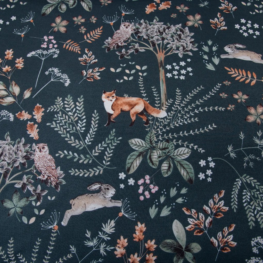 Obliečky z mikrovlákna THE FOX AND THE HARE tmavo zelené Rozmer obliečky: 2 ks 70 x 90 cm | 200 x 220 cm