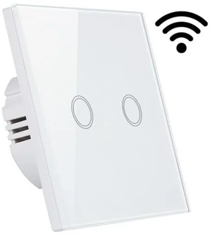 BERGE Prepínač dotykového dvojity - biely - WIFI - SKLO