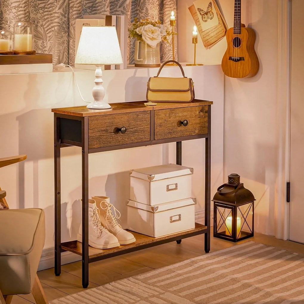 Konzolový stolek Vasagle Slime 75 cm černý/hnědý