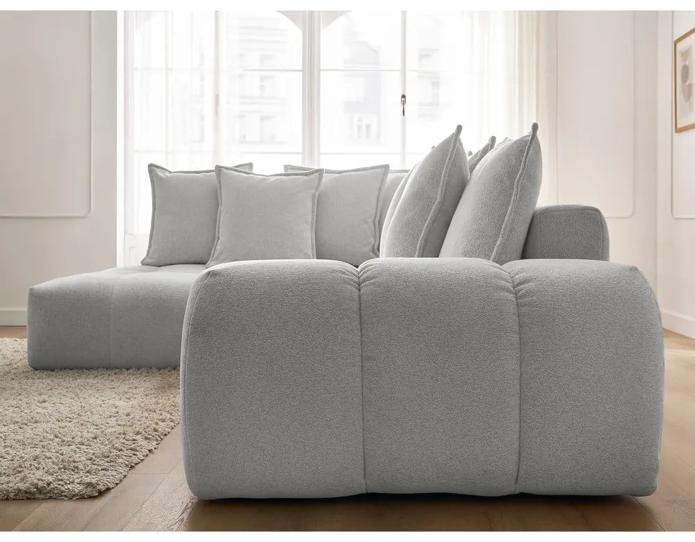 Svetlosivá ženilková rozkladacia/s úložným priestorom rohová pohovka (ľavý roh/do L) Everest – Bobochic Paris