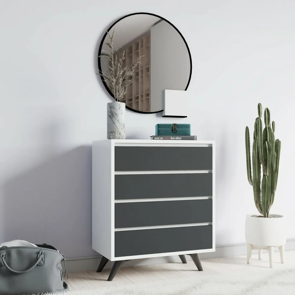Komoda Suvera White and Anthracite
