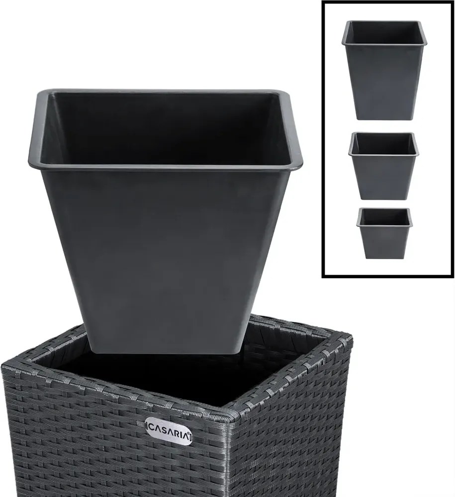 Sada 3 ks květináčů Dejo z polyratanu černá