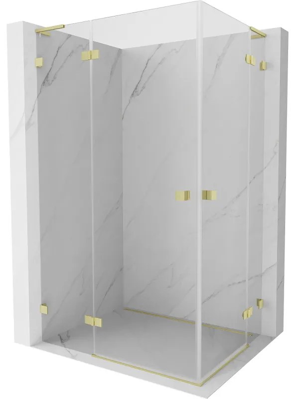 Mexen Lunar, L Duo výklopný sprchový kút 115 x 75 cm, 8mm číre sklo, zlatý matný profil, 834L-115L-075P-55-00
