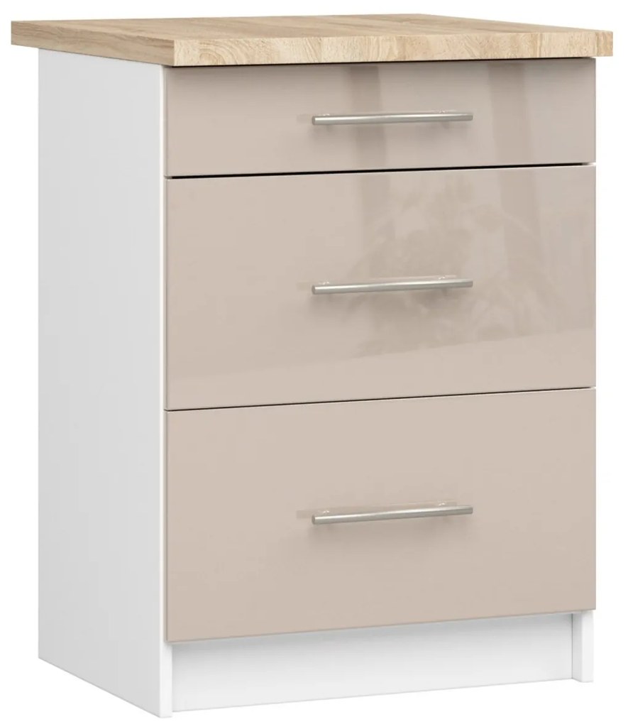 Kuchynská skrinka Olivie S 60 cm 3S biela/cappuccino