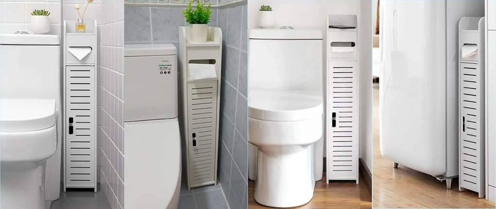 Kúpeľňová skrinka s držiakom toaletného papiera IBIZA - biela