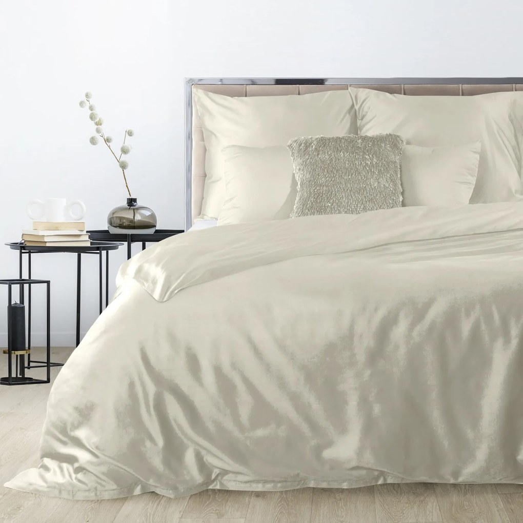 SATÉNOVÉ OBLIEČKY DINA 160X200 CM, 2KS 70X80 CM BÉŽOVÉ