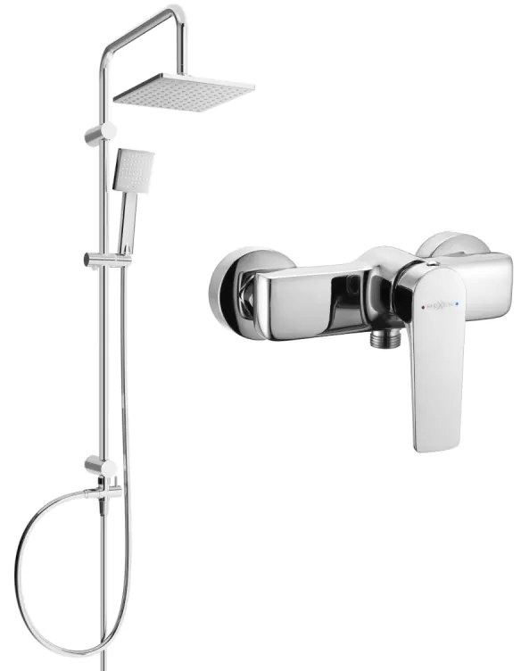 Mexen Tord, sprchová batéria Lynx so sprchovou sadou s dažďovou hlavovou sprchou, chrómová, 745940200-00