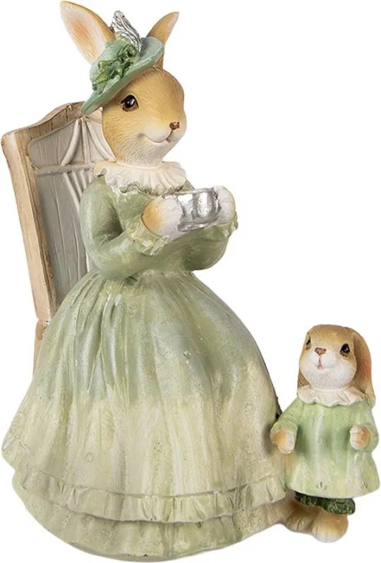 Dekorácia sediaca králičia mamka s králikom - 14*10*18 cm