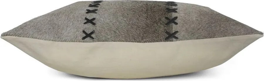 Šedý kožený vankúš s výrazným stehom Stitch Cow - 35*45*15cm