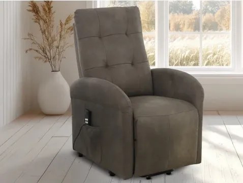 Kreslo s elektrickým polohovaním Lazio, hnedá látka%