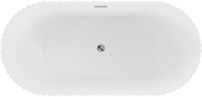 Mexen Paola, voľne stojaca vaňa, drážkovaná, 150 x 75 cm, biela matná, chrómový prepad, 52721507501-01