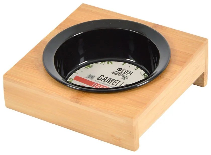 Bambusová miska s podstavcom pre psa ø 12 cm – Love Story