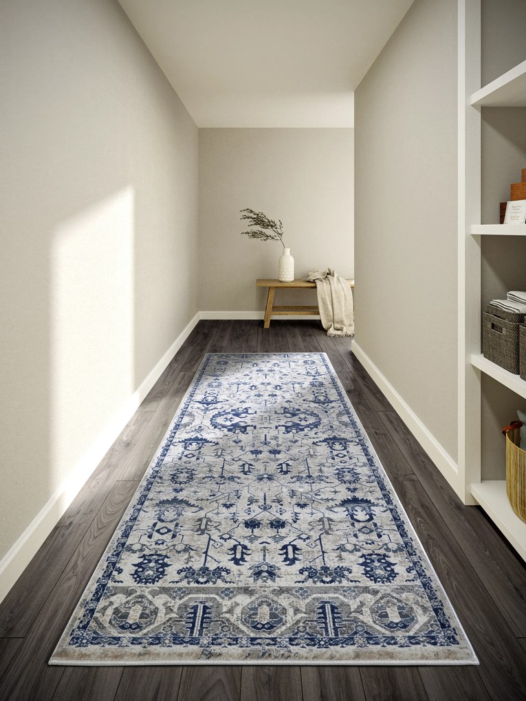 Villeroy & Boch, Behúň Villeroy & Boch 106121 Cream, Blue, 80x240, modrá, obývacia izba