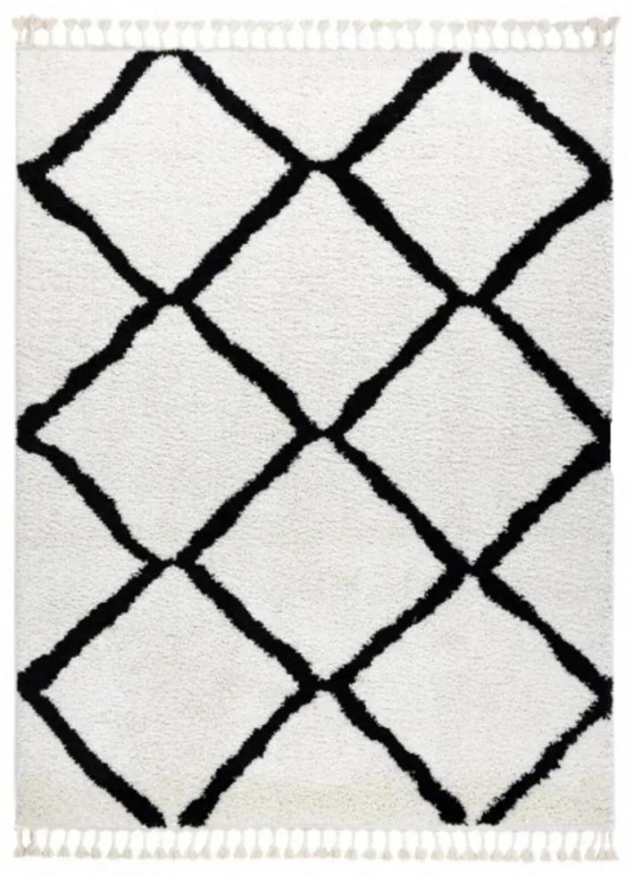 Kusový koberec Shaggy  Cross biely 140x190cm