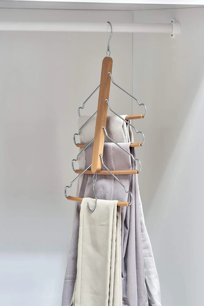 Zeller Present Drevený vešiak na oblečenie, šetrí miesto – nahradí 4 vešiaky