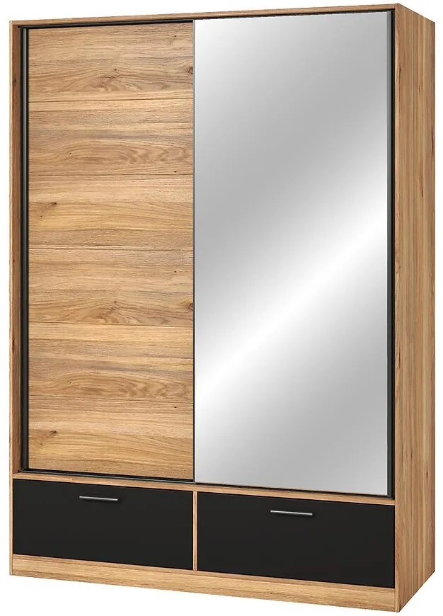 Skriňa 2d2s Beta so zrkadlom dub Mauvella/Čierna