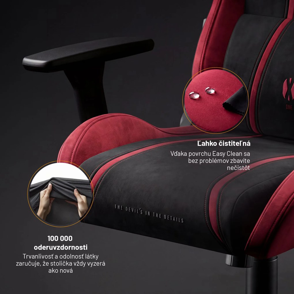 Látková herná stolička čierno-červená Diablo X-One 2.0 Bloody Mary Small