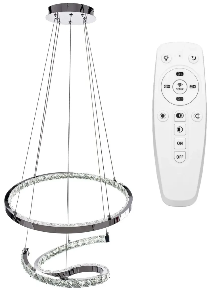 Toolight Toolight, LED závesné krištáľové svietidlo s diaľkovým ovládaním APP773-2CP, chrómová, OSW-05024