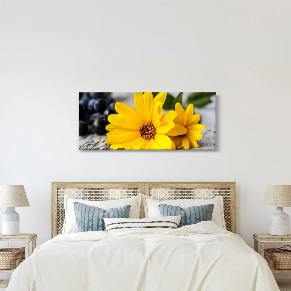 Obraz žltých kvetov (120x50 cm)